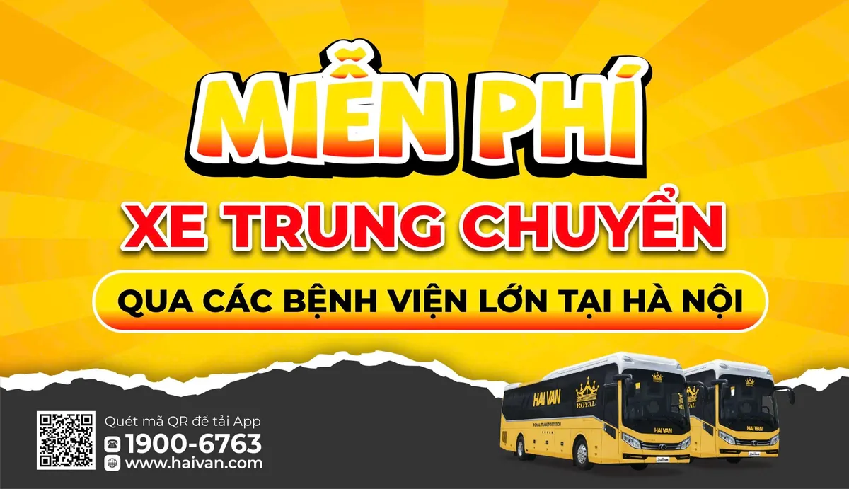 Poster for the free shuttle to major hospitals in Hanoi